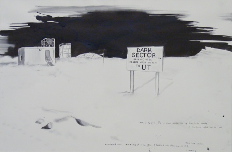 #4 / 50 ways to wait / longitude (Südpol), 2006|Tusche, Papier, 40 x 60 cm, gerahmt